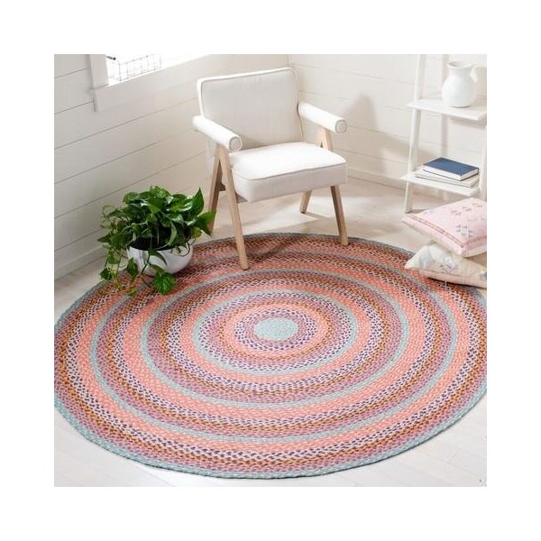 Safavieh 3 x 3 ft. Cape Cod Round Area Rug, Pink & Blue - CAP241U-3R