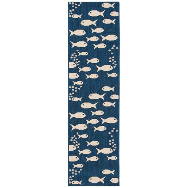 Safavieh 2 ft. 3 in. x 6 ft. 7 in. Contemporary Courtyard Runner Rug Navy & Beige - CY6012-258-27
