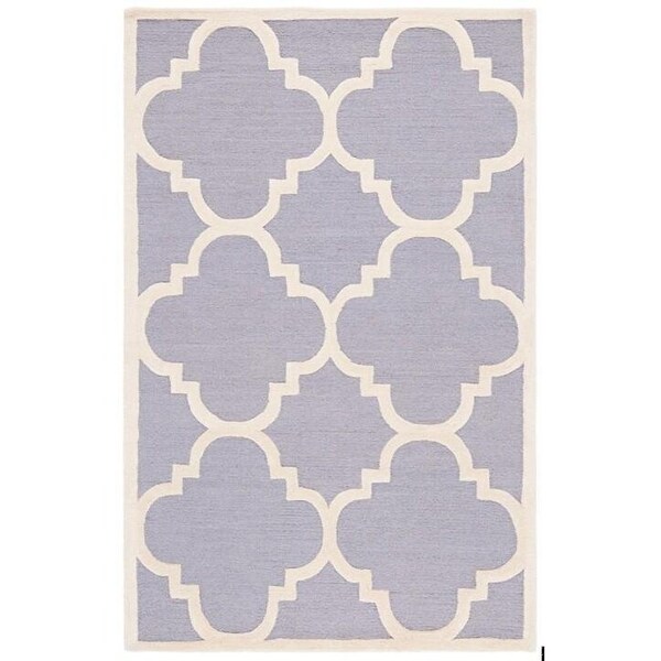 Safavieh Cambridge Hand Tufted Round Rug- Silver - Ivory- 4 x 4 ft. - CAM140D-4R