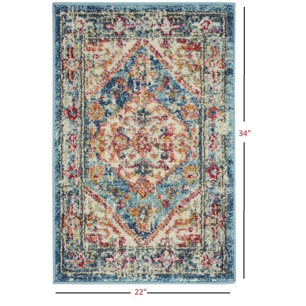 Homeroots 2 x 3 ft. Ivory & Light Blue Distressed Scatter Area Rug - 385546