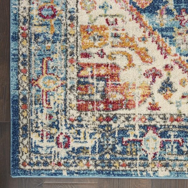 Homeroots 2 x 3 ft. Ivory & Light Blue Distressed Scatter Area Rug - 385546