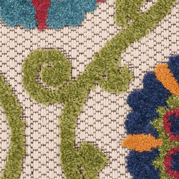 Homeroots 2 x 12 ft. Blue Vines Indoor & Outdoor Runner Rug - 384966