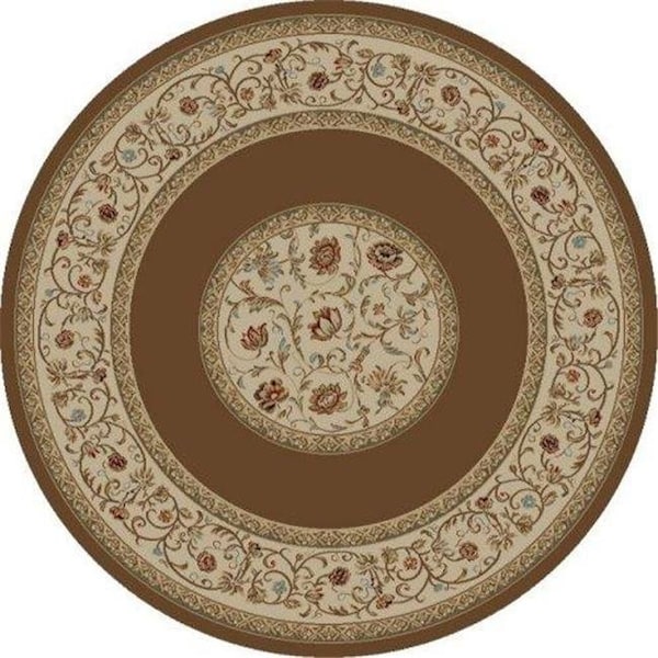 Concord Global Trading Concord Global 62389 7 ft. 10 in. Ankara Floral Border - Round; Brown - 62389