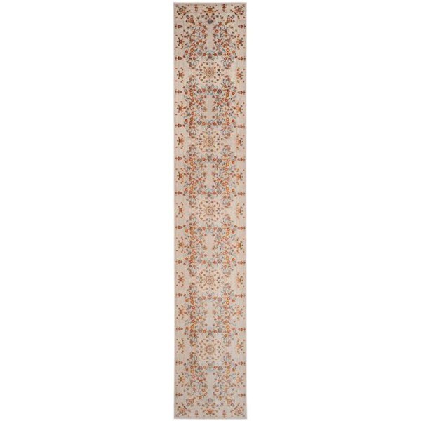 Flowers First 2 ft. 2 in. x 12 ft. Vintage Persian Power Loomed Runner Rug, Grey & Multi Color - FL2149487