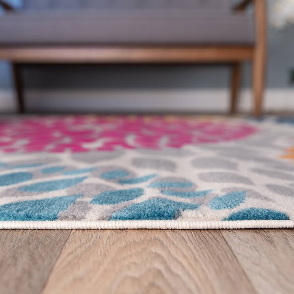 World Rug Gallery Modern Floral Circles Design 10' x 14' Multi Area Rug - 9099MULTI10X14