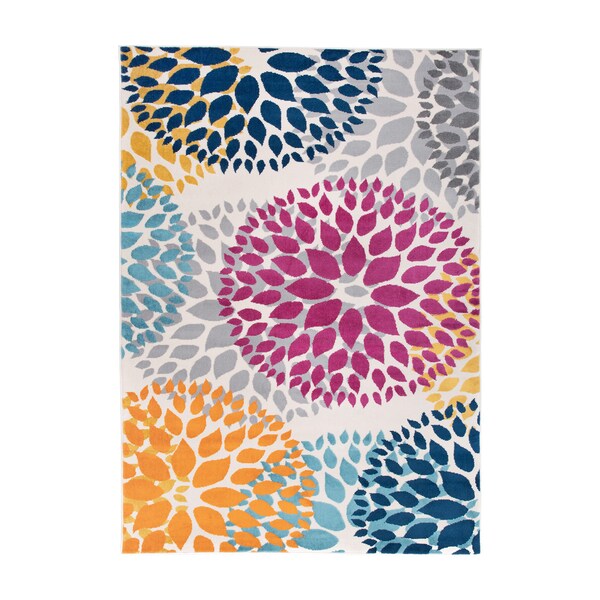 World Rug Gallery Modern Floral Circles Design 10' x 14' Multi Area Rug - 9099MULTI10X14