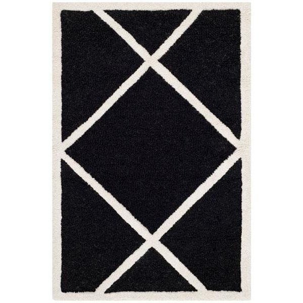 Safavieh Cambridge Hand Tufted Accent Rug- Black - Ivory- 2 x 3 ft. - CAM136E-2