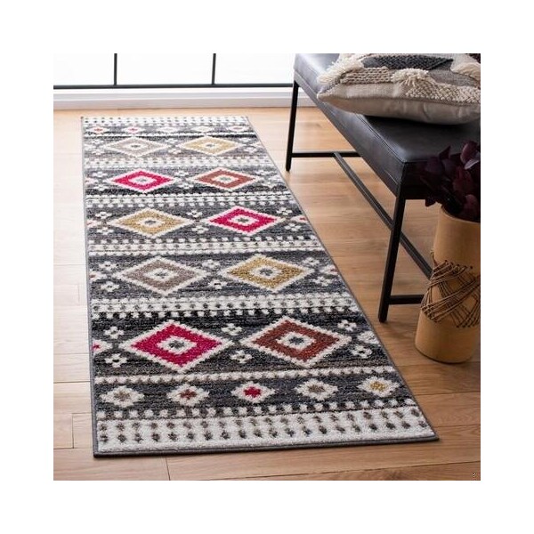 Safavieh Adirondack Runner Global Area RugGrey & Ivory 2 ft.6 in. x 8 ft. - ADR276G-28