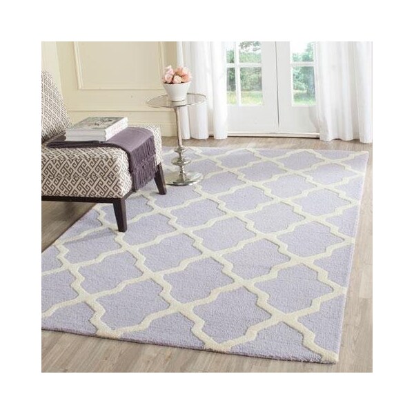 Safavieh 4 x 6 ft. Small Rectangle Transitional Cambridge- Lavender and Ivory Hand Tufted Rug - CAM121C-4