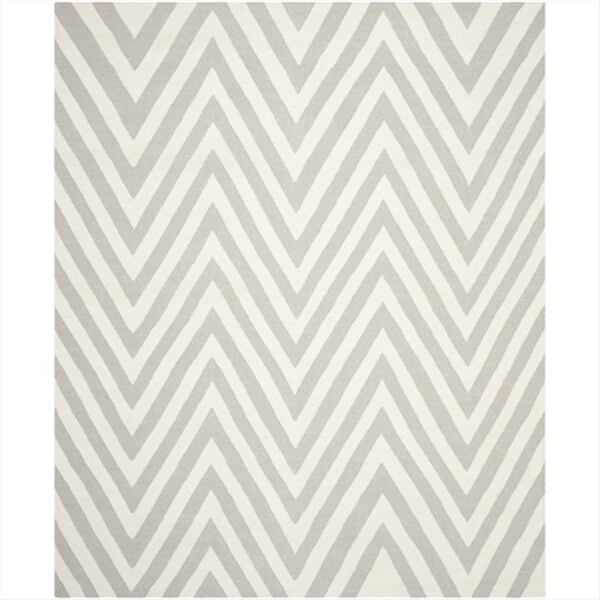 Safavieh 9 Ft. X 12 Ft. Large Rectangle Contemporary Dhurries- Grey And Ivory- Flatweave Rug - DHU568B-9