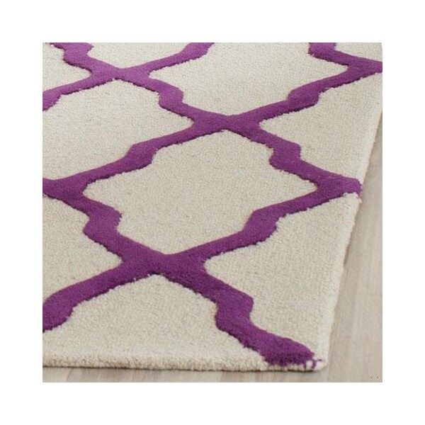 Safavieh Cambridge Hand Tufted Runner Rug- Ivory - Purple- 2 ft. 6 in. x 4 ft. - CAM121V-24