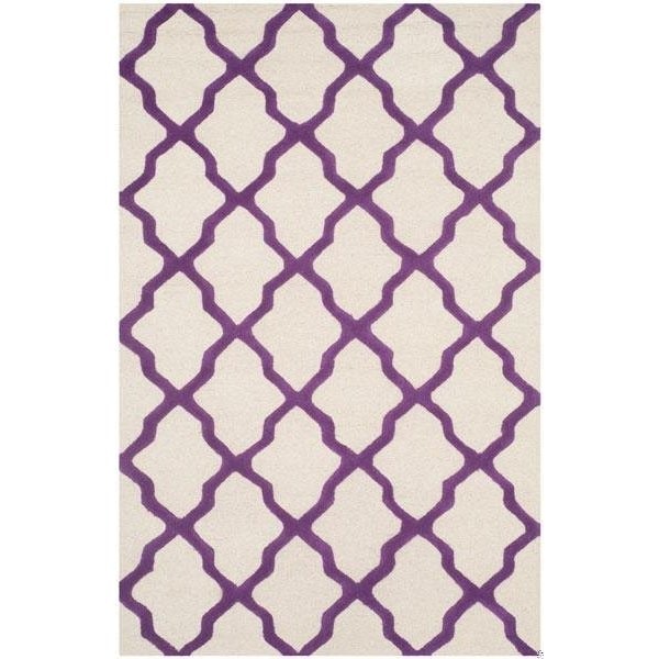 Safavieh Cambridge Hand Tufted Runner Rug- Ivory - Purple- 2 ft. 6 in. x 4 ft. - CAM121V-24
