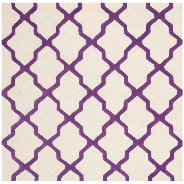 Safavieh Cambridge Hand Tufted Runner Rug- Ivory - Purple- 2 ft. 6 in. x 4 ft. - CAM121V-24