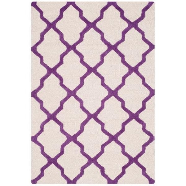 Safavieh Cambridge Hand Tufted Runner Rug- Ivory - Purple- 2 ft. 6 in. x 4 ft. - CAM121V-24
