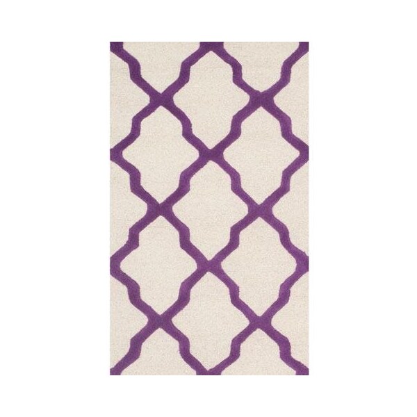 Safavieh Cambridge Hand Tufted Runner Rug- Ivory - Purple- 2 ft. 6 in. x 4 ft. - CAM121V-24