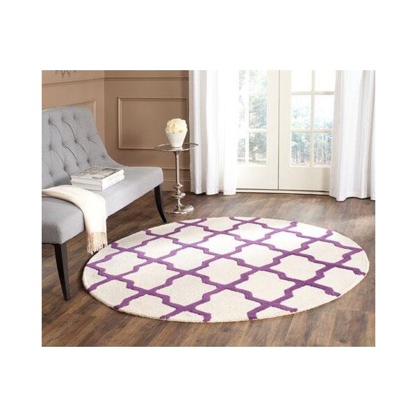 Safavieh Cambridge Hand Tufted Runner Rug- Ivory - Purple- 2 ft. 6 in. x 4 ft. - CAM121V-24