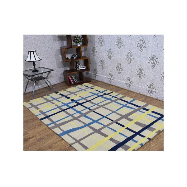 Jensendistributionservices 5 ft. x 7 ft. 6 in. Hand Tufted Wool Contemporary Rectangle Area Rug, Multi Color - MI1557094