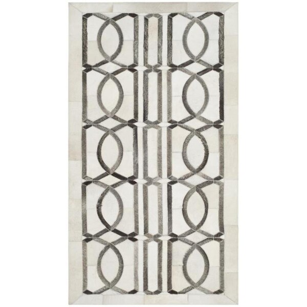 Flowers First 3 x 5 ft. Studio Leather Hand Woven Area Rug, Ivory & Grey - Small Rectangle - FL1868206