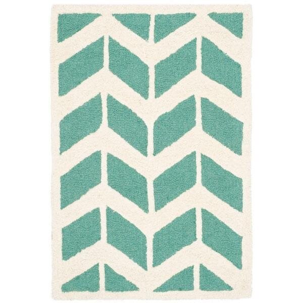 Safavieh Cambridge Hand Tufted Rectangle Rug- Teal - Ivory- 3 x 5 ft. - CAM718T-3