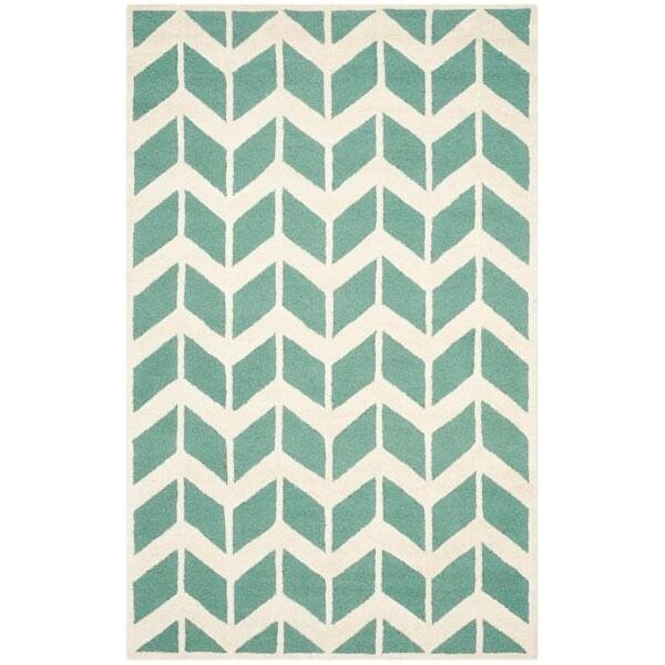 Safavieh Cambridge Hand Tufted Rectangle Rug- Teal - Ivory- 3 x 5 ft. - CAM718T-3