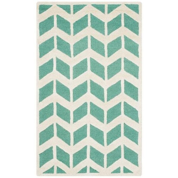 Safavieh Cambridge Hand Tufted Rectangle Rug- Teal - Ivory- 3 x 5 ft. - CAM718T-3