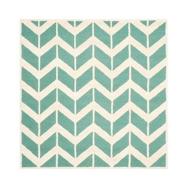 Safavieh Cambridge Hand Tufted Rectangle Rug- Teal - Ivory- 3 x 5 ft. - CAM718T-3