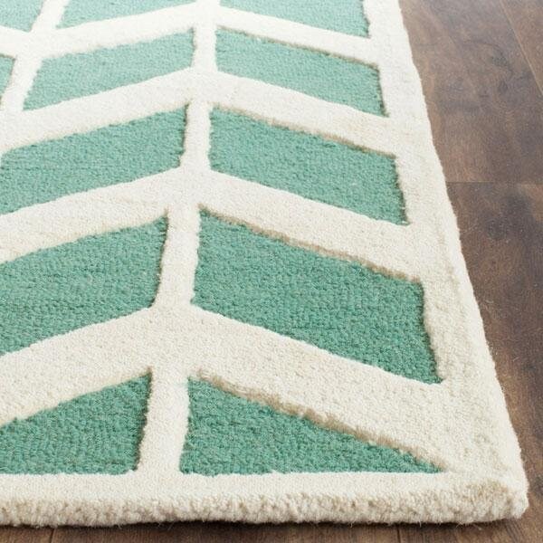 Safavieh Cambridge Hand Tufted Rectangle Rug- Teal - Ivory- 3 x 5 ft. - CAM718T-3