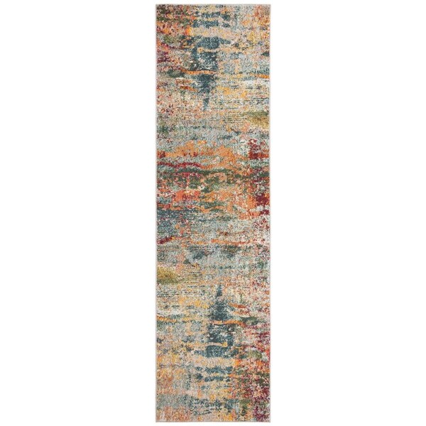 Safavieh Monaco Power Loomed Runner RugTeal & Orange 2 ft.-2 in. x 8 ft. - MNC262M-28