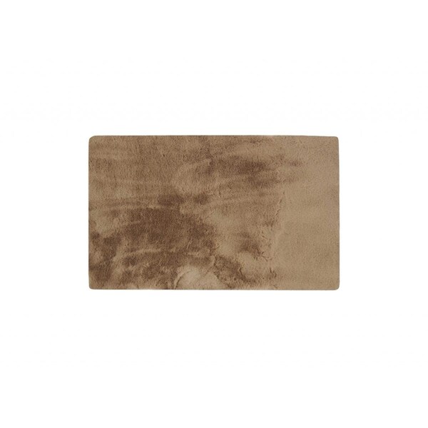 Homeroots 3 x 5 ft. Luxe Faux Rabbit Fur Rectangular Rug, Taupe - 60 x 36 x 1 in. - 376911
