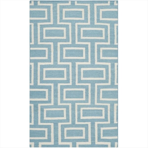 Safavieh 3 Ft. X 5 Ft. Small Rectangle Contemporary Dhurries- Light Blue And Ivory- Flatweave Rug - DHU562A-3