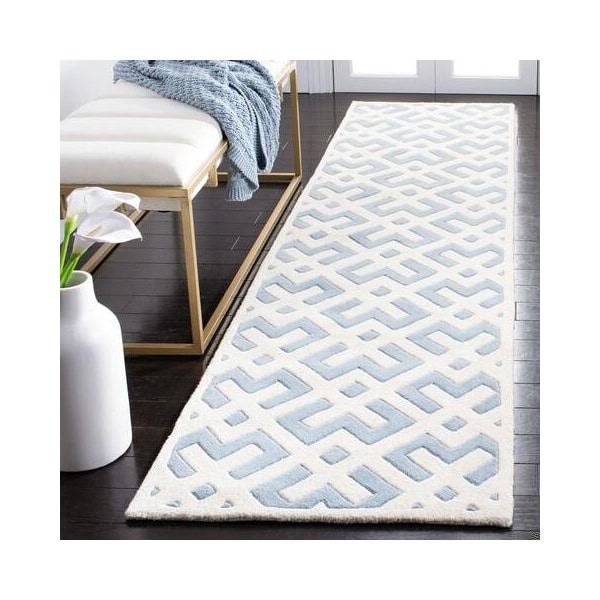Safavieh Chatham Hand Tufted Runner Rug- Blue - Ivory- 2 ft. 3 in. x 7 ft. - CHT719B-27