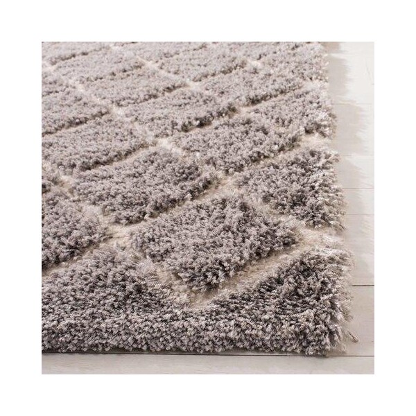Safavieh 3 x 5 ft. Adriana Shag Power Loomed Rug, Small Rectangle - Light Grey and Cream - ARG780G-3
