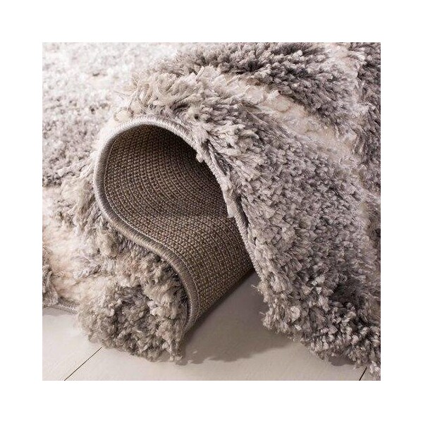 Safavieh 3 x 5 ft. Adriana Shag Power Loomed Rug, Small Rectangle - Light Grey and Cream - ARG780G-3