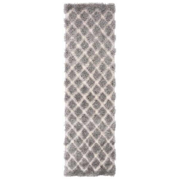 Safavieh 3 x 5 ft. Adriana Shag Power Loomed Rug, Small Rectangle - Light Grey and Cream - ARG780G-3