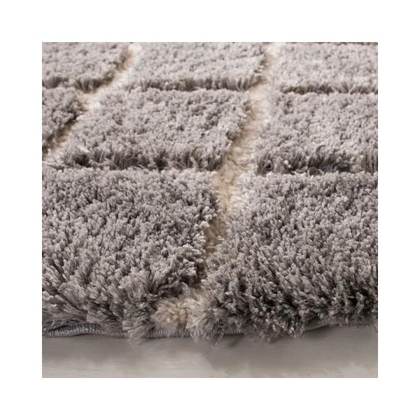 Safavieh 3 x 5 ft. Adriana Shag Power Loomed Rug, Small Rectangle - Light Grey and Cream - ARG780G-3