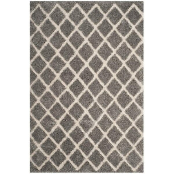 Safavieh 3 x 5 ft. Adriana Shag Power Loomed Rug, Small Rectangle - Light Grey and Cream - ARG780G-3