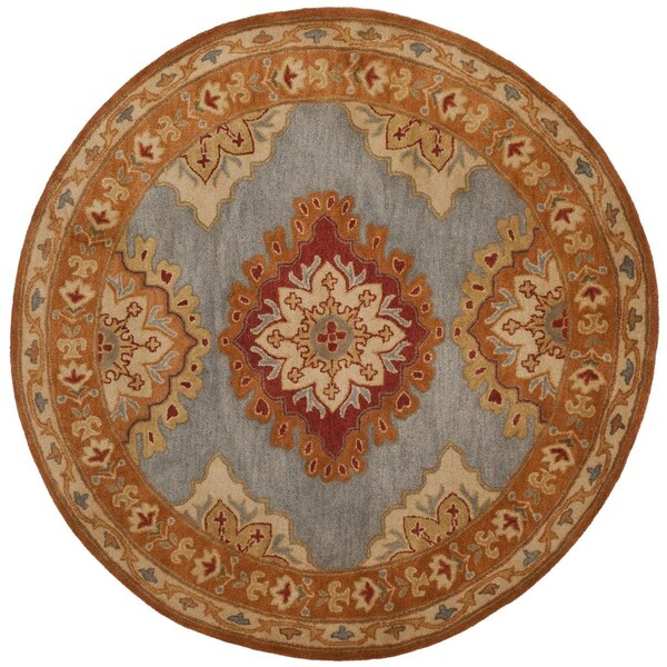 Safavieh Heritage Hand Tufted Round RugBlue & Rust 8 x 8 ft. - HG408A-8R