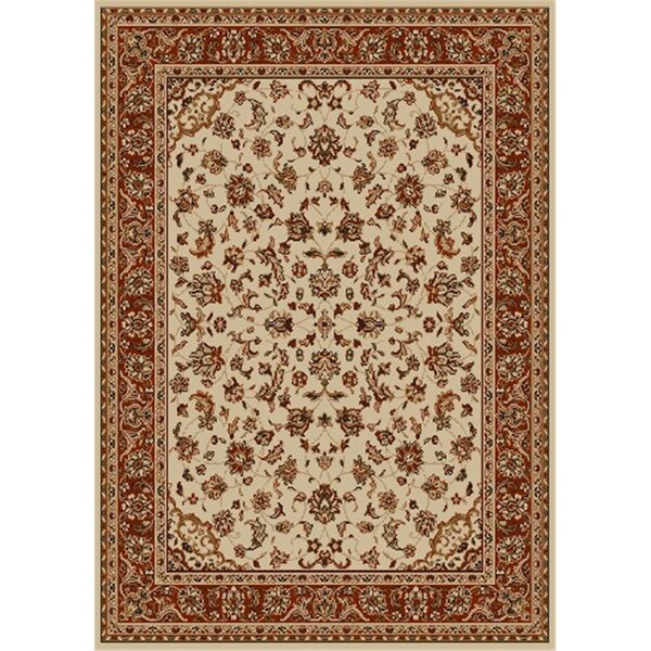 Auric Como Rectangular Ivory & Brick Traditional Italy Area Rug- 5 ft. 5 in. W x 7 ft. 7 in. H - AU3736768