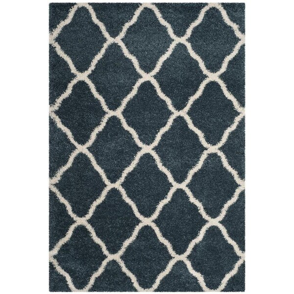 Flowers First 5 ft. 1 in. x 7 ft. 6 in. Hudson Shag Power Loomed Rug, Slate Blue & Ivory - Medium Rectangle - FL1862561