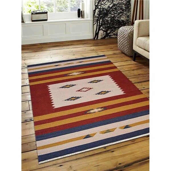 Glitzy Rugs Glitzy Rugs UBSD00124H0000A1 3 x 5 ft. Kilim Hand Woven & Flat Weave Wool Contemporary Area Rug; Multi Color - UBSD00124H0000A1