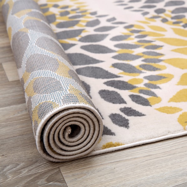 World Rug Gallery Modern Floral Circles Design 2' x 3' Yellow Area Rug - 9099YELLOW2X3