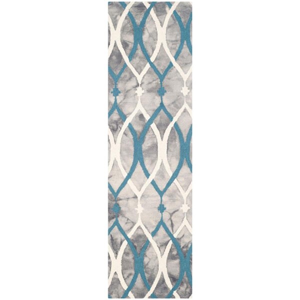 Safavieh 2 ft. 3 in. x 12 ft. Runner Dip Dye Hand Tufted RugGrey & Ivory Blue - DDY534J-212