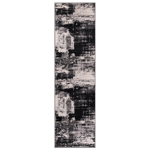 World Rug Gallery Modern Abstract Design Non Shedding Soft Area Rug 2' x 7' Black - 402BLACK2X7