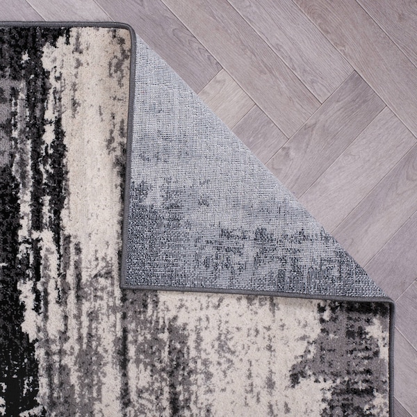World Rug Gallery Modern Abstract Design Non Shedding Soft Area Rug 2' x 7' Black - 402BLACK2X7
