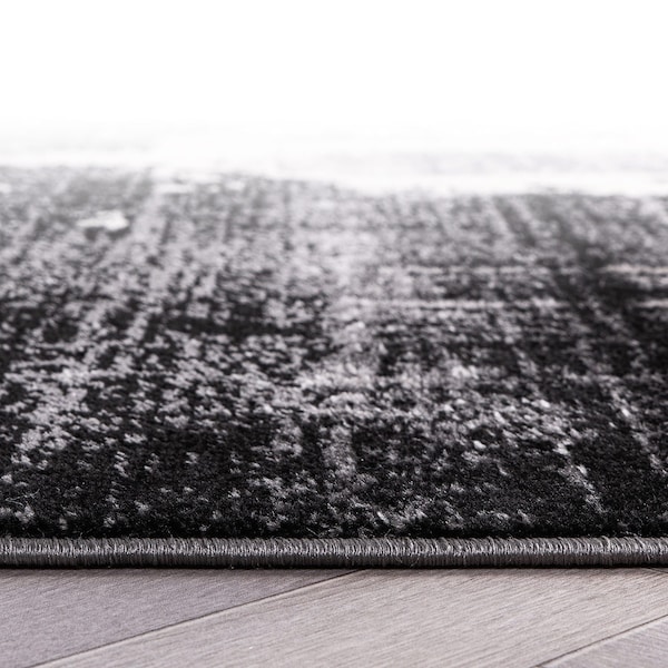 World Rug Gallery Modern Abstract Design Non Shedding Soft Area Rug 2' x 7' Black - 402BLACK2X7