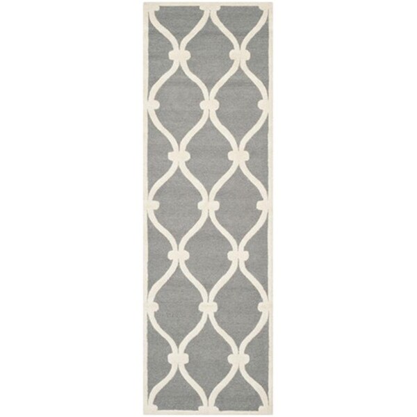 Safavieh Cambridge Hand Tufted Rectangle Rug- Dark Grey - Ivory- 2 ft. 6 in. x 6 ft. - CAM710D-26