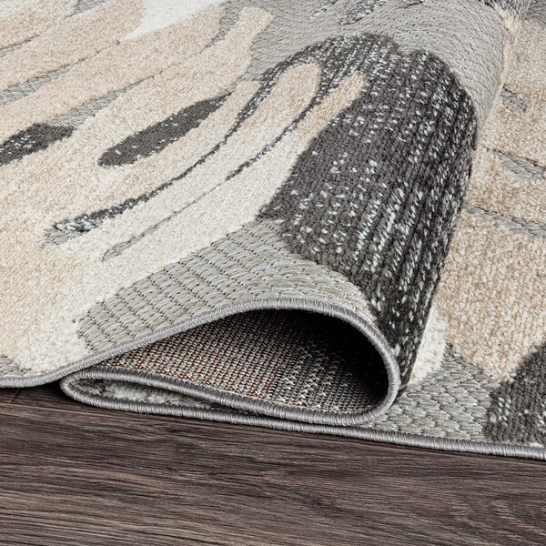 World Rug Gallery Palm Floral Leaves Indoor/Outdoor Area Rug 7'10" x 10' Gray - 5553GRAY8X10