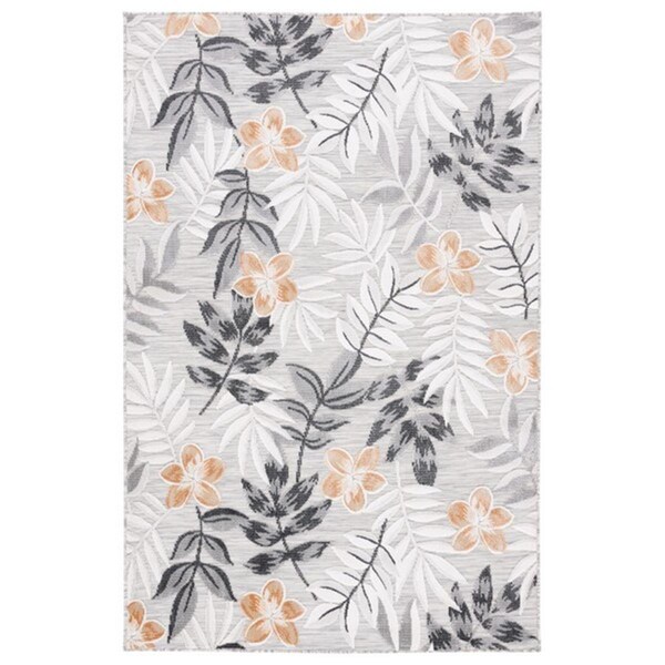 Safavieh 4 x 6 ft. Cabana Coastal Power Loomed Rectangle Rug Grey & Ivory - CBN405A-4