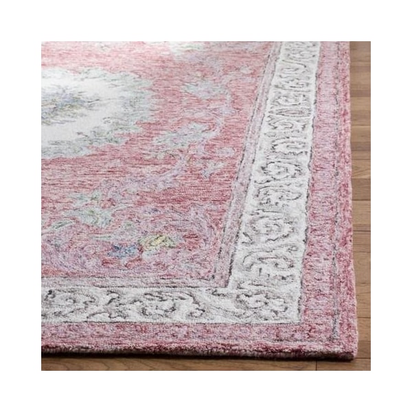 Safavieh Aubusson Traditional Rectangle Hand Tufted RugsRed & Ivory 8 x 10 ft. - AUB105Q-8