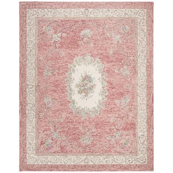 Safavieh Aubusson Traditional Rectangle Hand Tufted RugsRed & Ivory 8 x 10 ft. - AUB105Q-8
